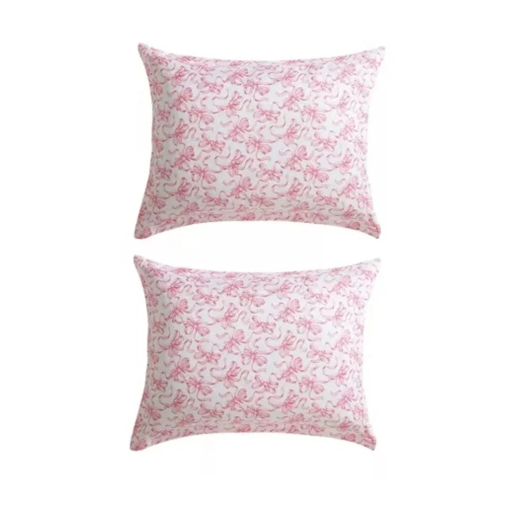 Betsey Johnson Pink Ribbon Bow Print Queen Duvet Set Soft Wrinkle Resistant NEW